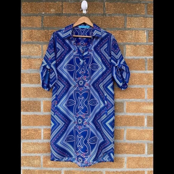 Tori Richard Charlotte Shirt Dress Sz Large - Picture 1 of 12